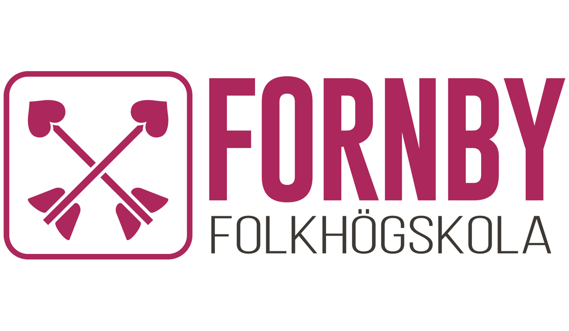 Fornby folkhögskolas logga i rosa